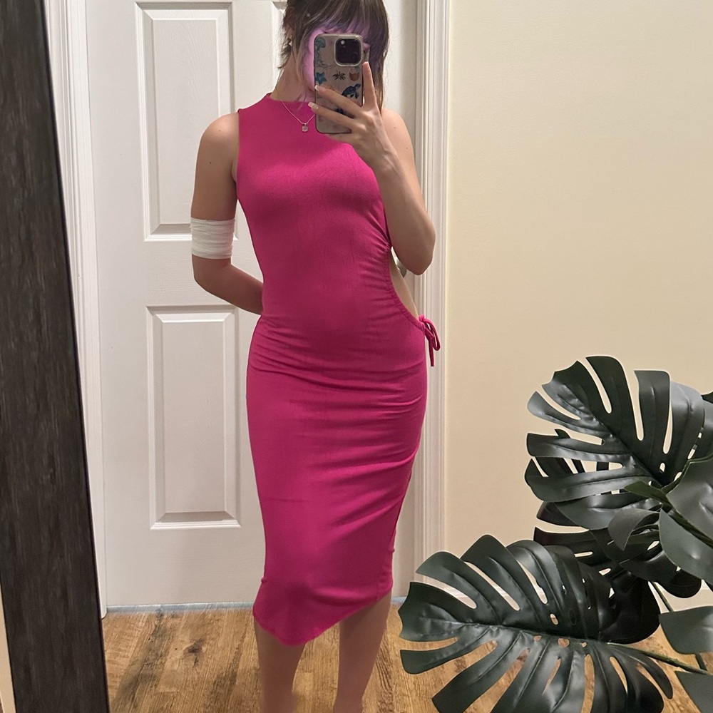 Sincerely Jules Vibrant Pink Midi Dress